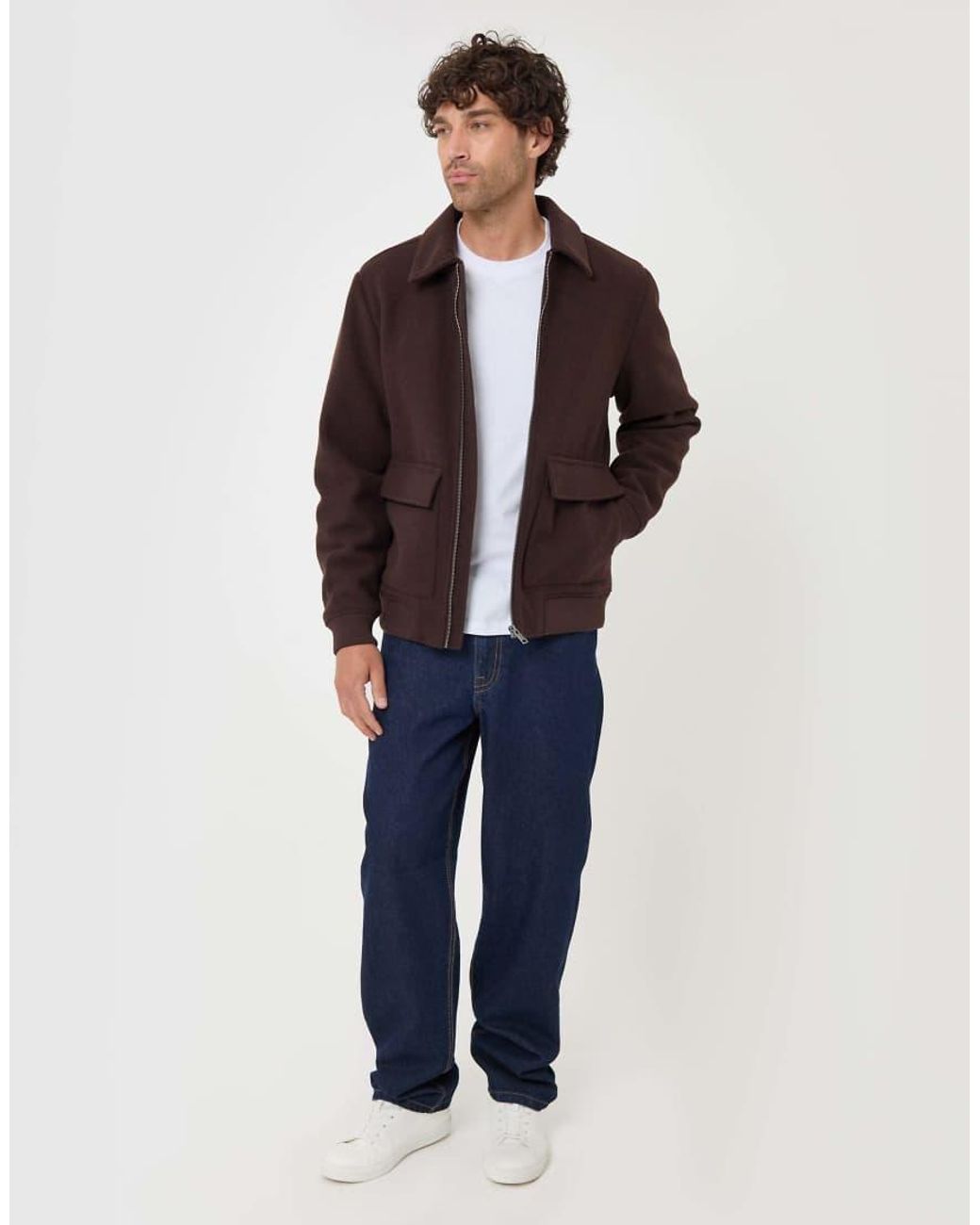 Threadbare Green Faux Wool Collared Lightweight Jacket for men