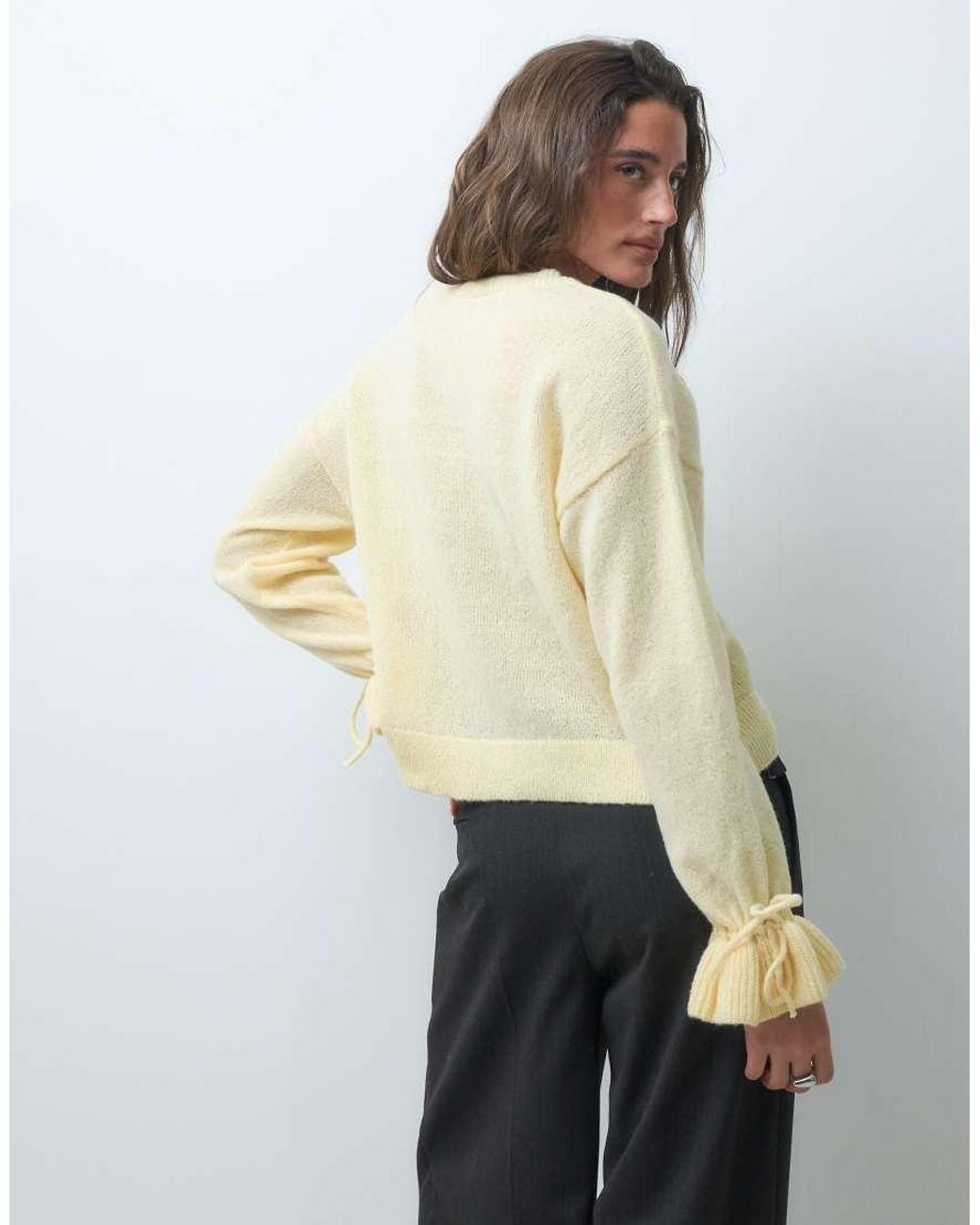 Pieces Multicolor Tie Cuff Detail Jumper