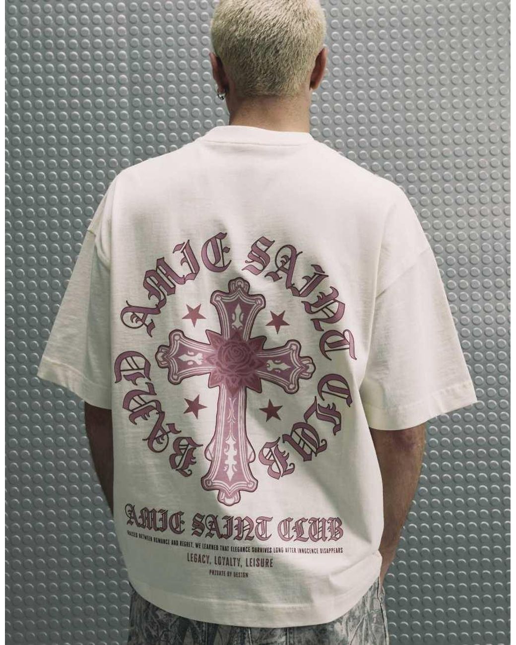 River Island Gray Cotton Ame Saint Cross T-Shirt for men