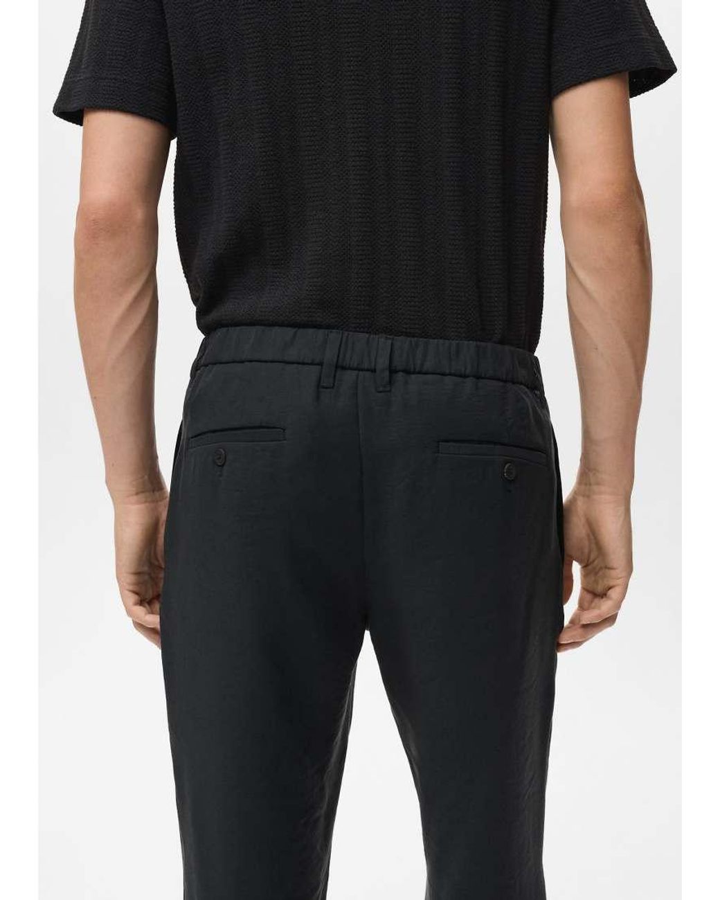 Mango Blue Tapered Elasticated Waist Trouser for men