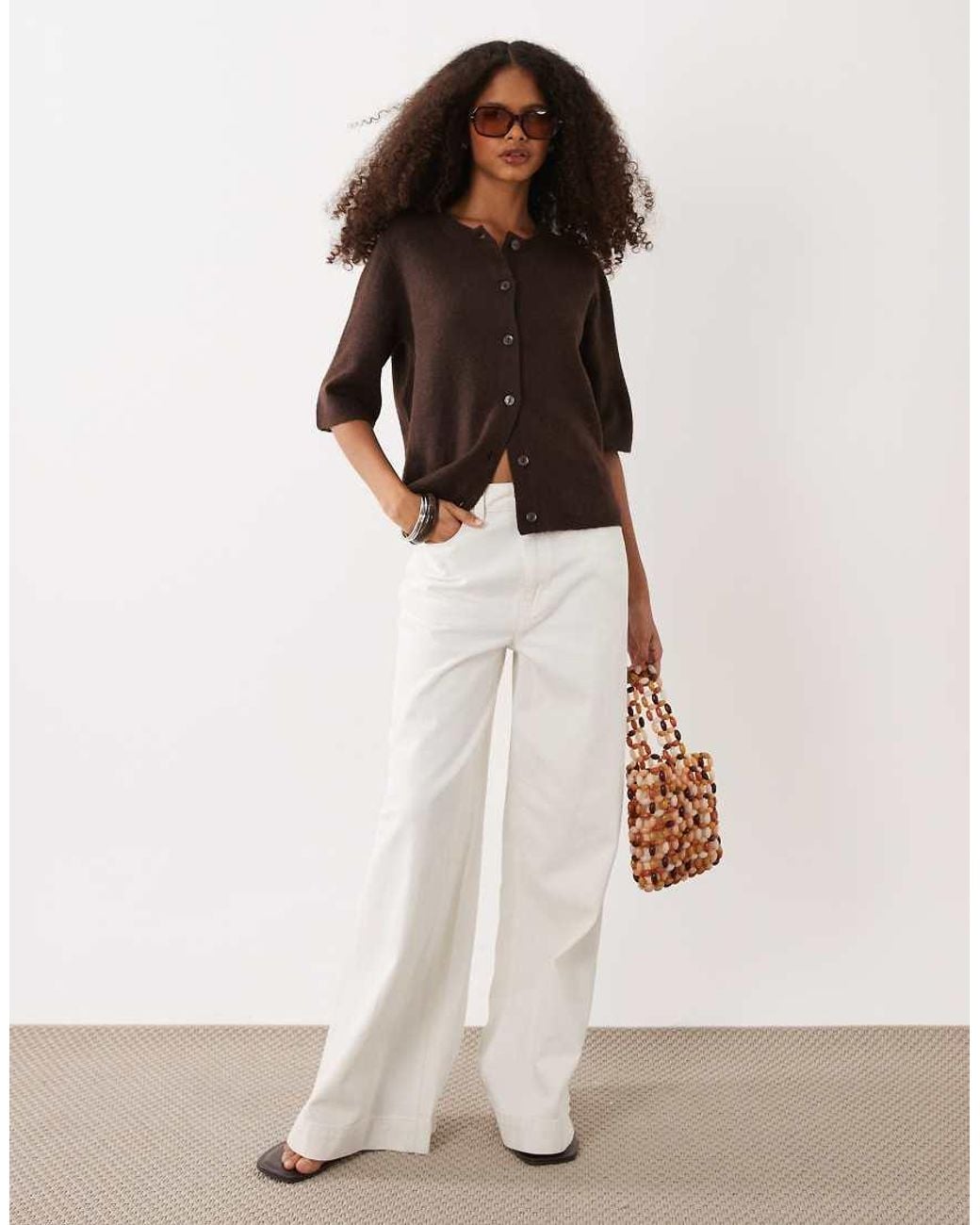 Vila Brown Short Sleeve Knit Cardigan