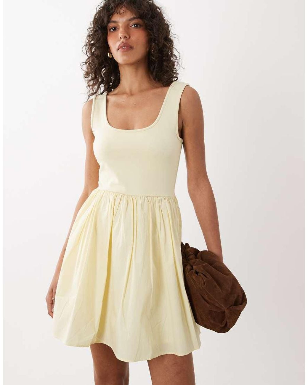 Nobody's Child Natural Colorado Scoop Neck Ruched Skirt Mini Dress