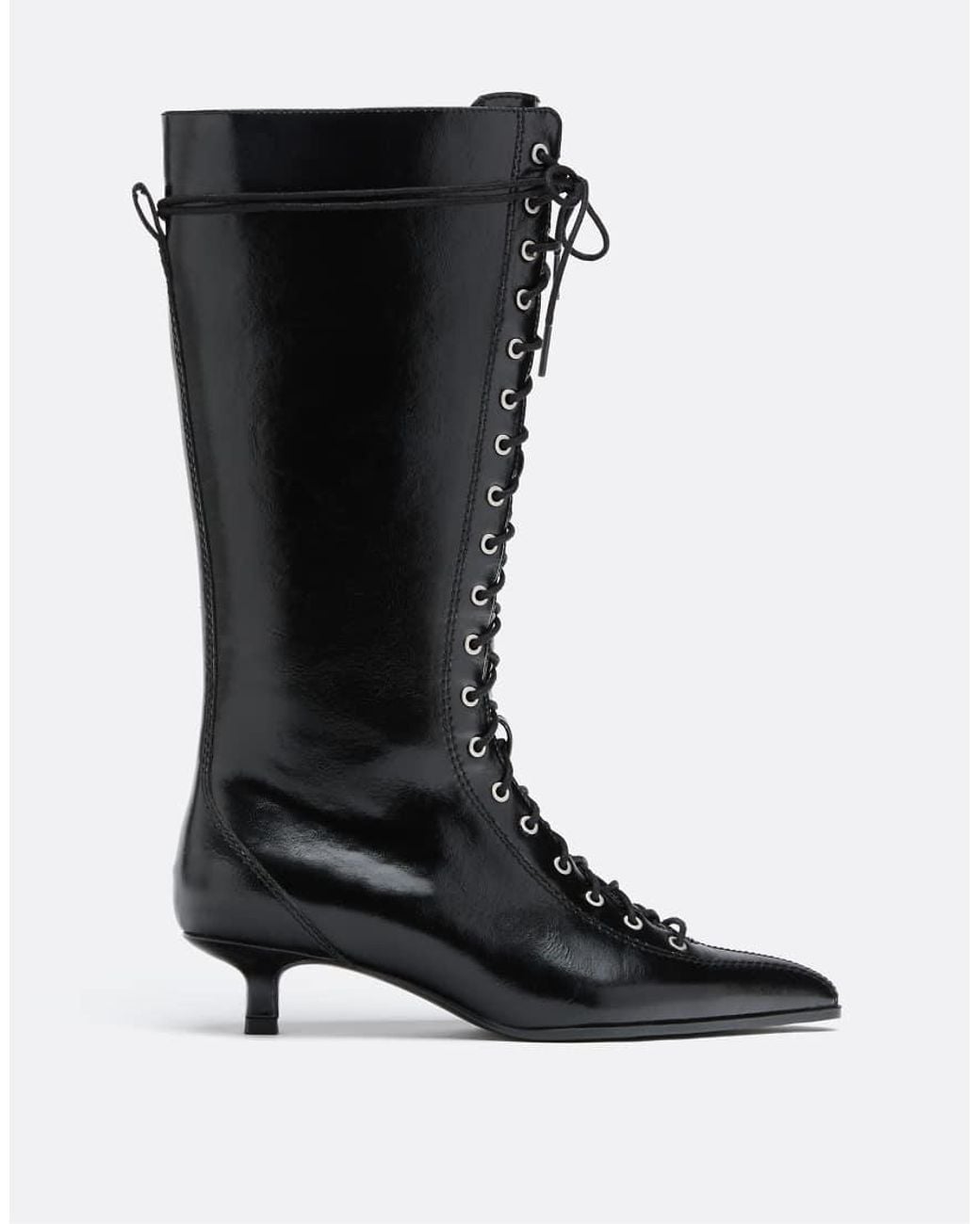 Stradivarius Black Lace-up Heeled Boots
