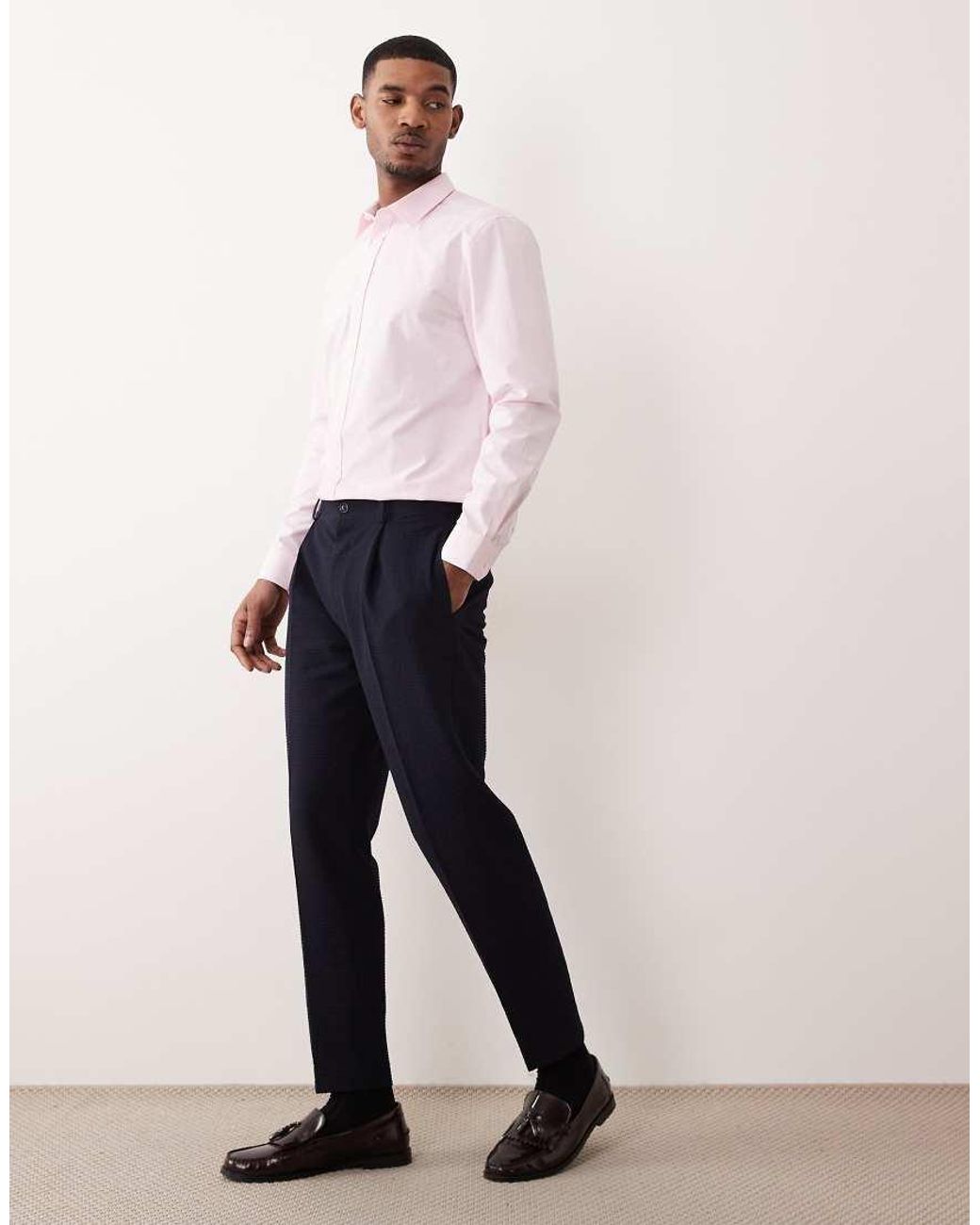 ASOS Pink Regular Fit Smart Poplin Shirt for men