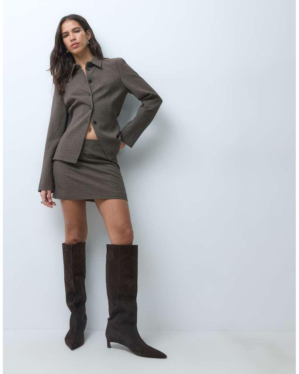 Mango Gray Square Mini Skirt Co-Ord