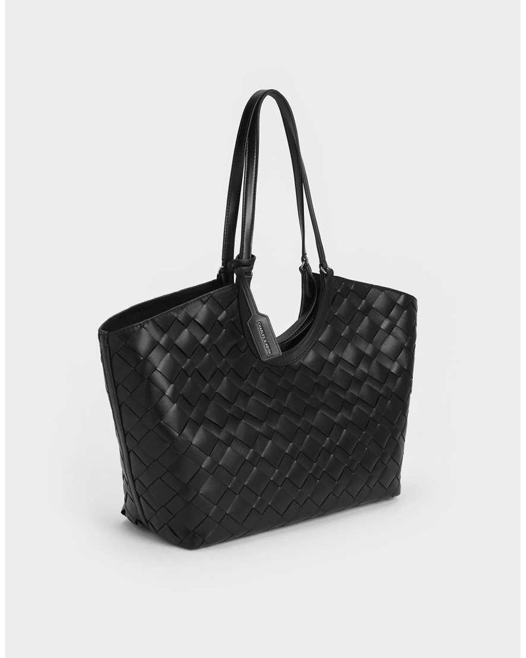 Charles & Keith Black Ivette Woven Tote Bag
