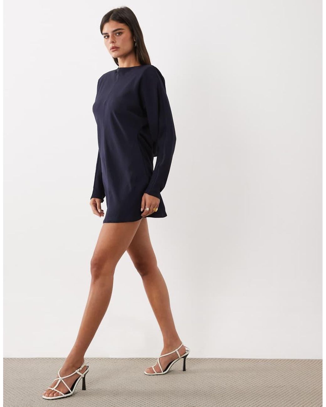 ASOS Blue Batwing Mini Dress With Cowl Back
