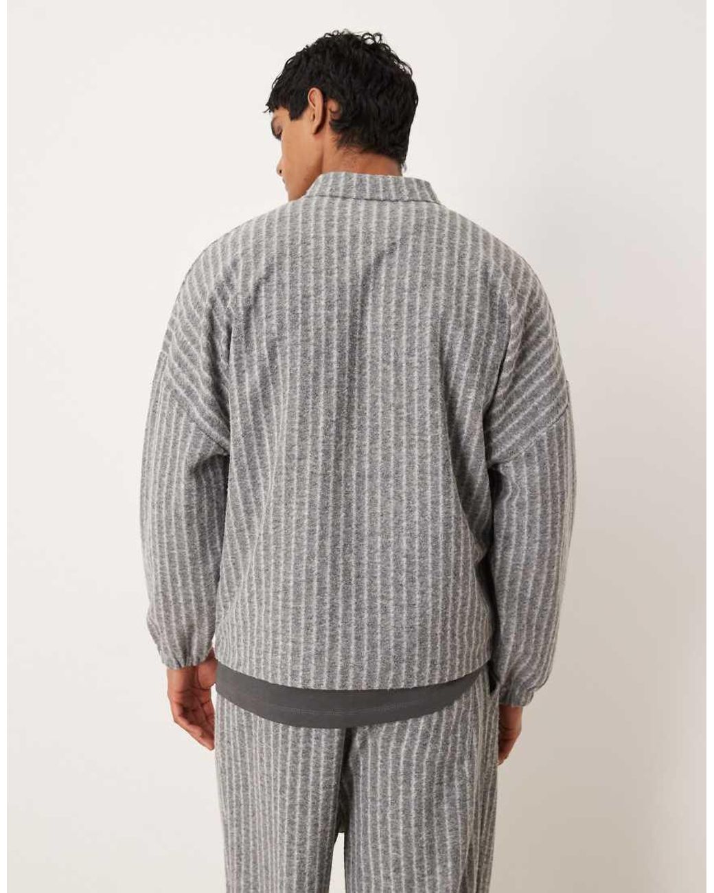 ASOS Gray Relaxed Wool Look Polo Sweatshirt Co-ord for men