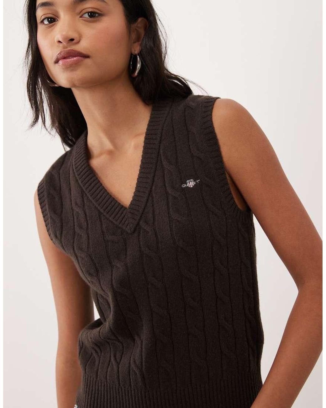 Gant Black Cable Knit Vest