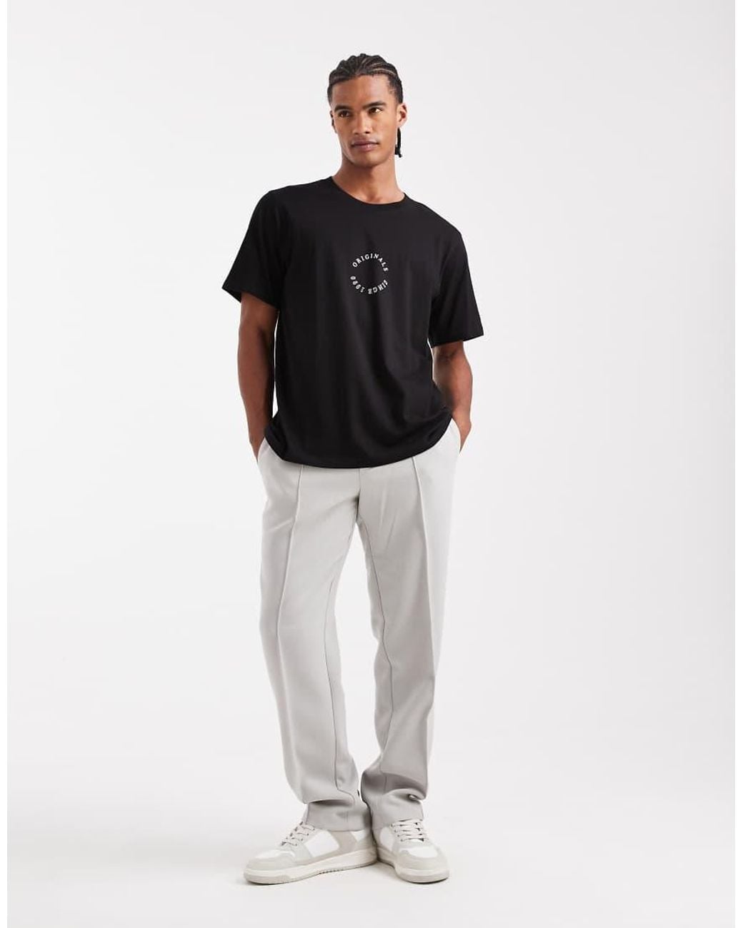 Jack & Jones Black Relaxed T-shirt With Originals Print for men