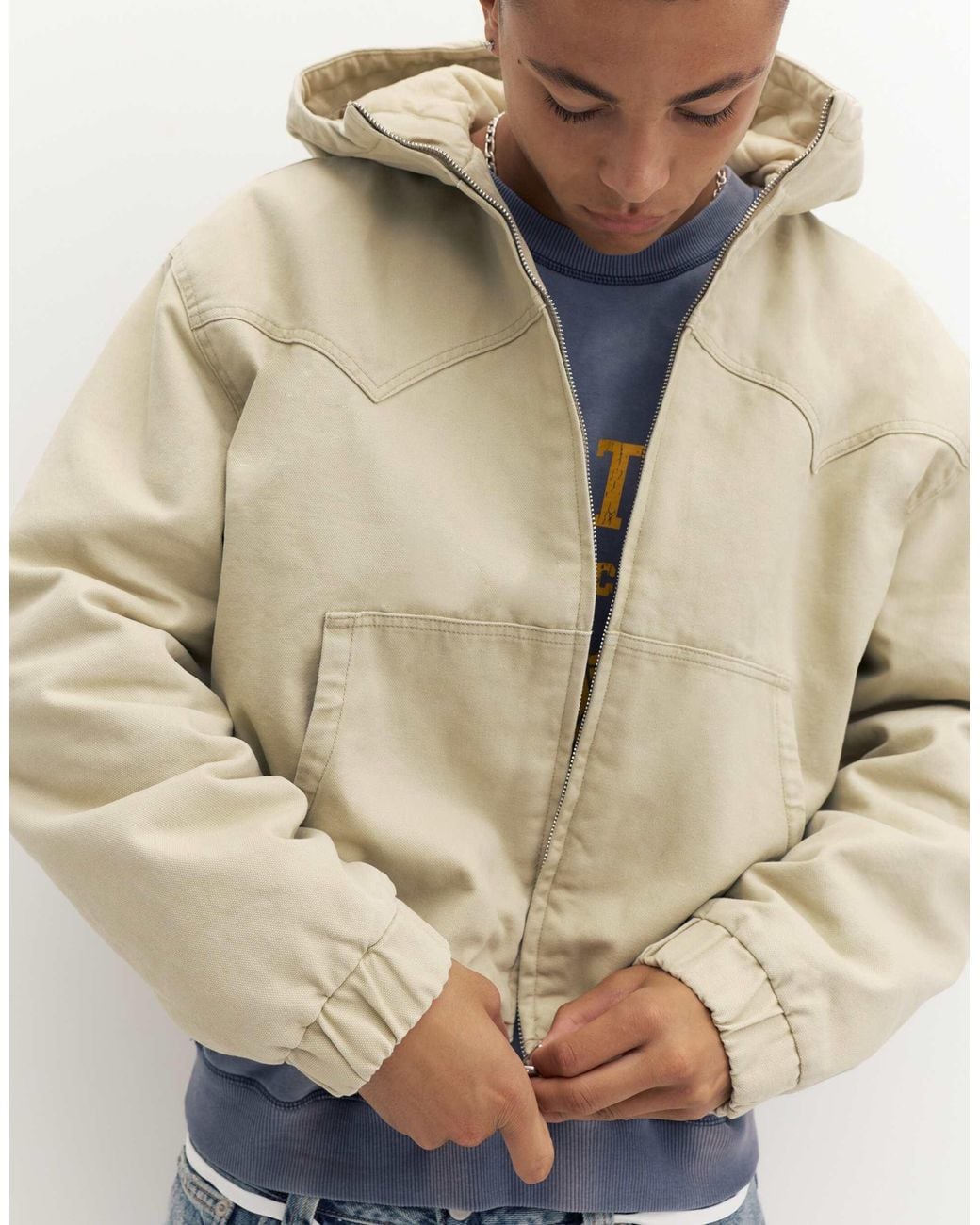 Bomber à capuche sable Pull&Bear pour homme en coloris Natural