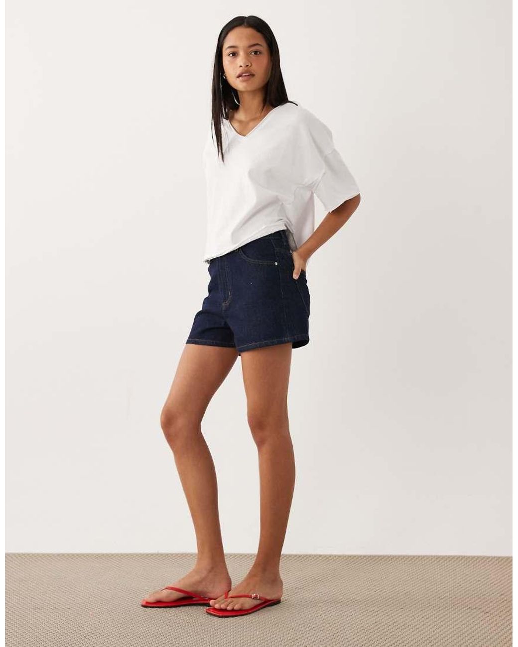 ASOS White High Waist Denim Shorts