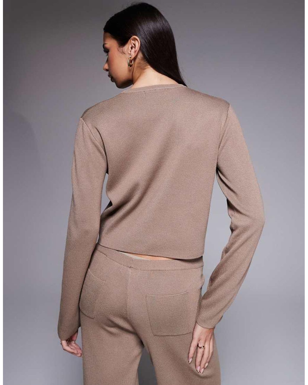 Kaiia Gray Exclusive Knitted Button Front Pocket Detail Cardigan Co-Ord