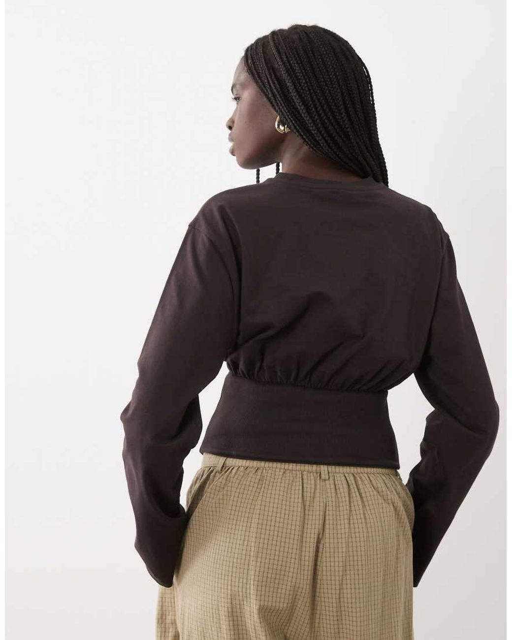 ASOS Brown Corset Styling Long Sleeve T-shirt