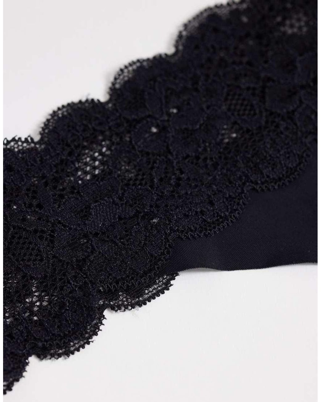 ONLY Black 3 Pack Lace Trim Seamless Thong