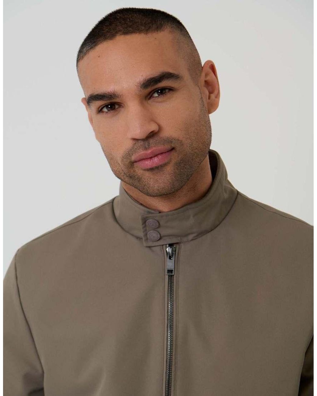 Threadbare Brown Showerproof Lightweight Zip Up Harrington Jacket for men