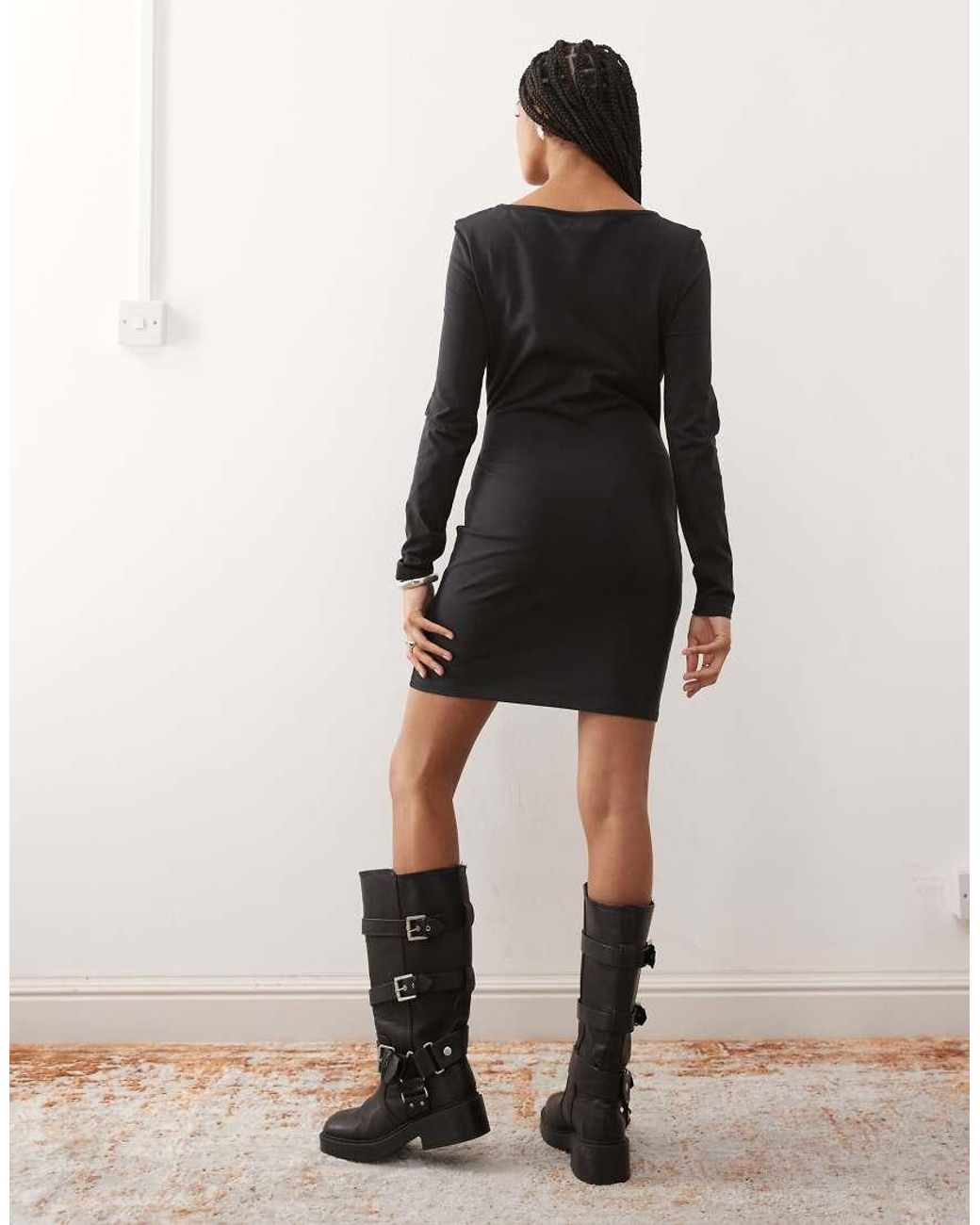 Collusion Black 90s Mini Long Sleeve Dress