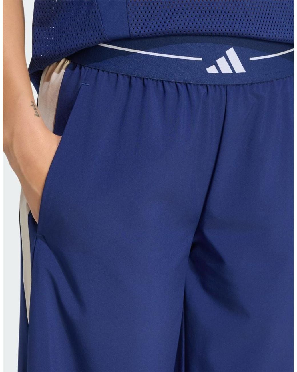 Adidas Originals Blue Hyperglam Color Block Wide Woven Pants