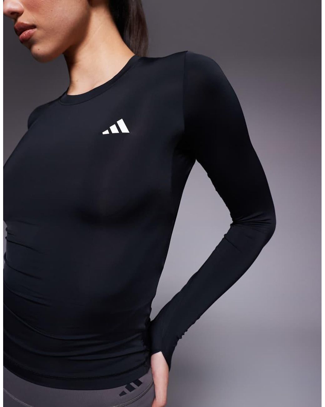 Adidas Originals Blue Adidas Training Power Essentials Long Sleeve Top