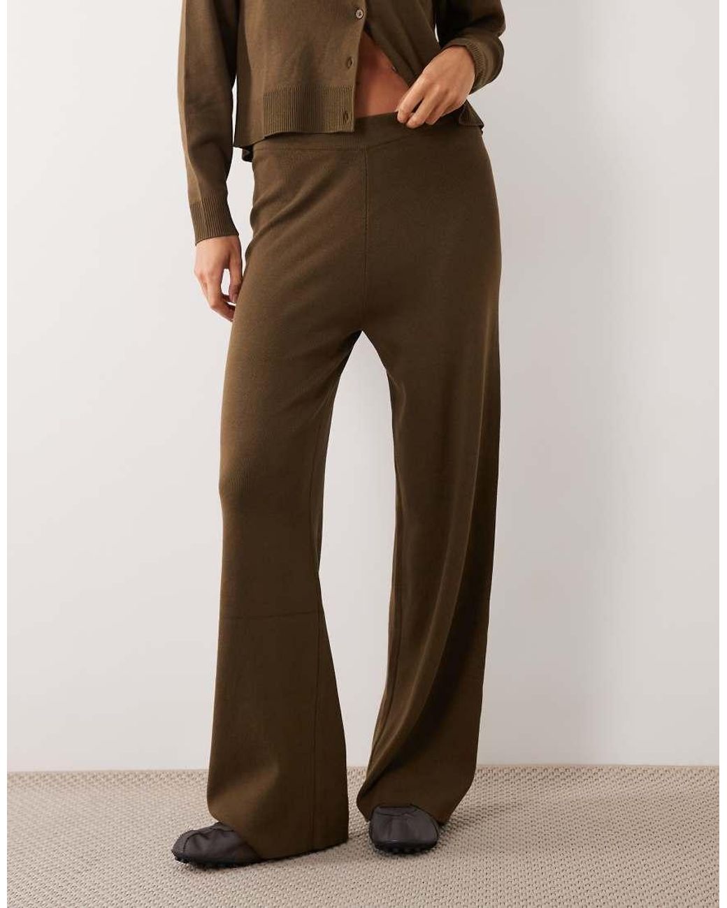 ASOS Natural Compact Knitted Straight Leg Trouser Co-Ord