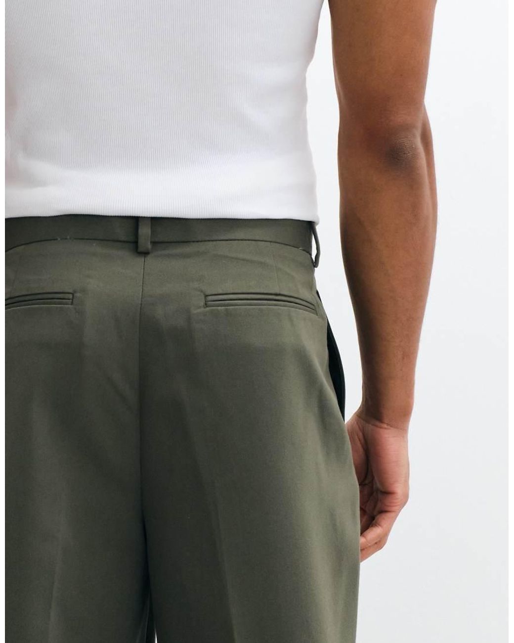 ASOS Green Tailored Pleated Wide Leg Pants for men