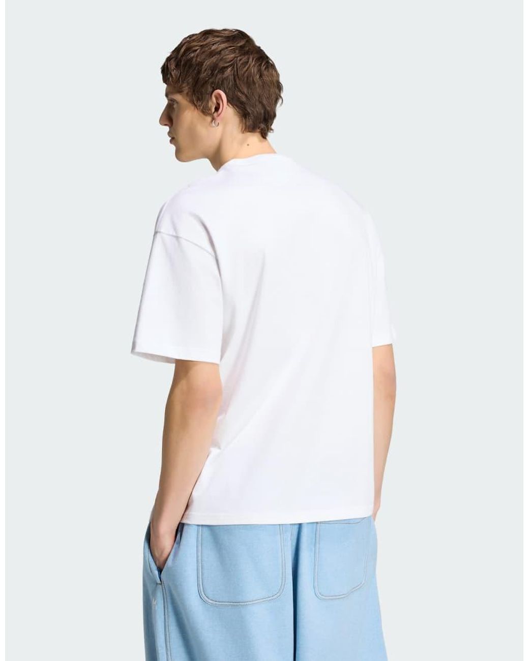 Adidas Originals White Trefoil Essentials Loose Tee for men