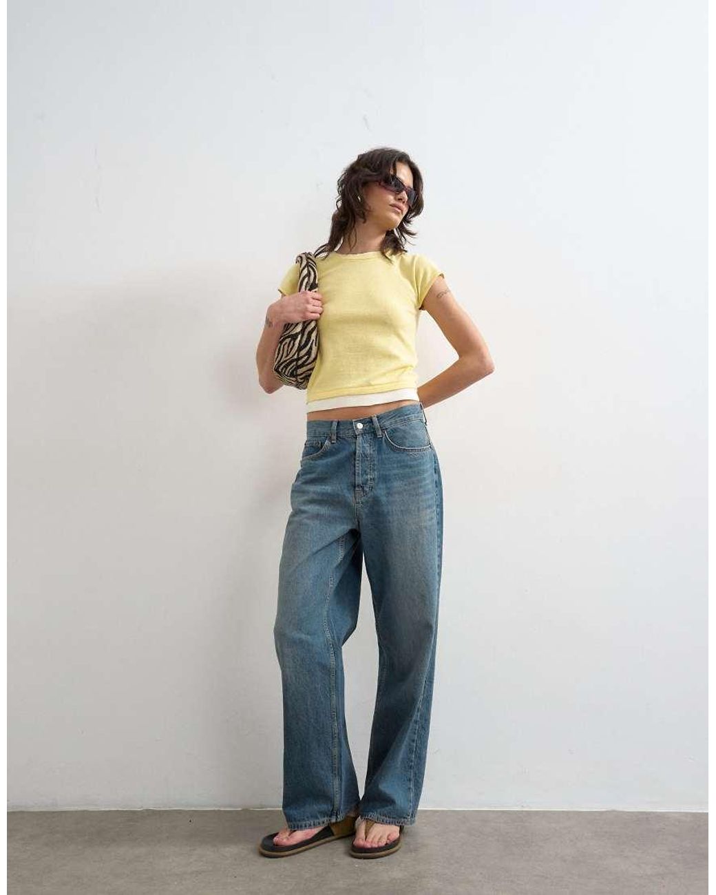 TOPSHOP Blue Knitted Double Layer T-Shirt