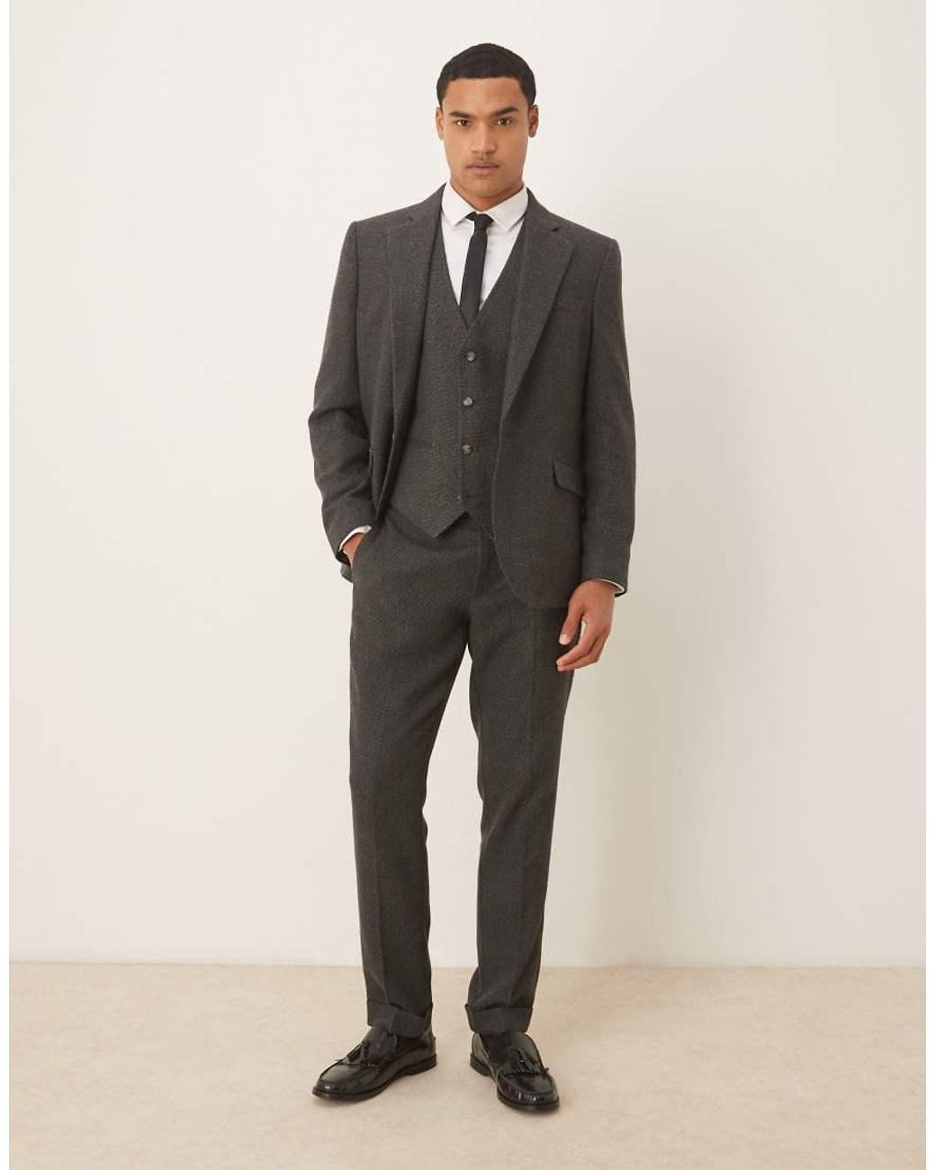 ASOS Gray Slim Suit Jacket With Microtexture for men