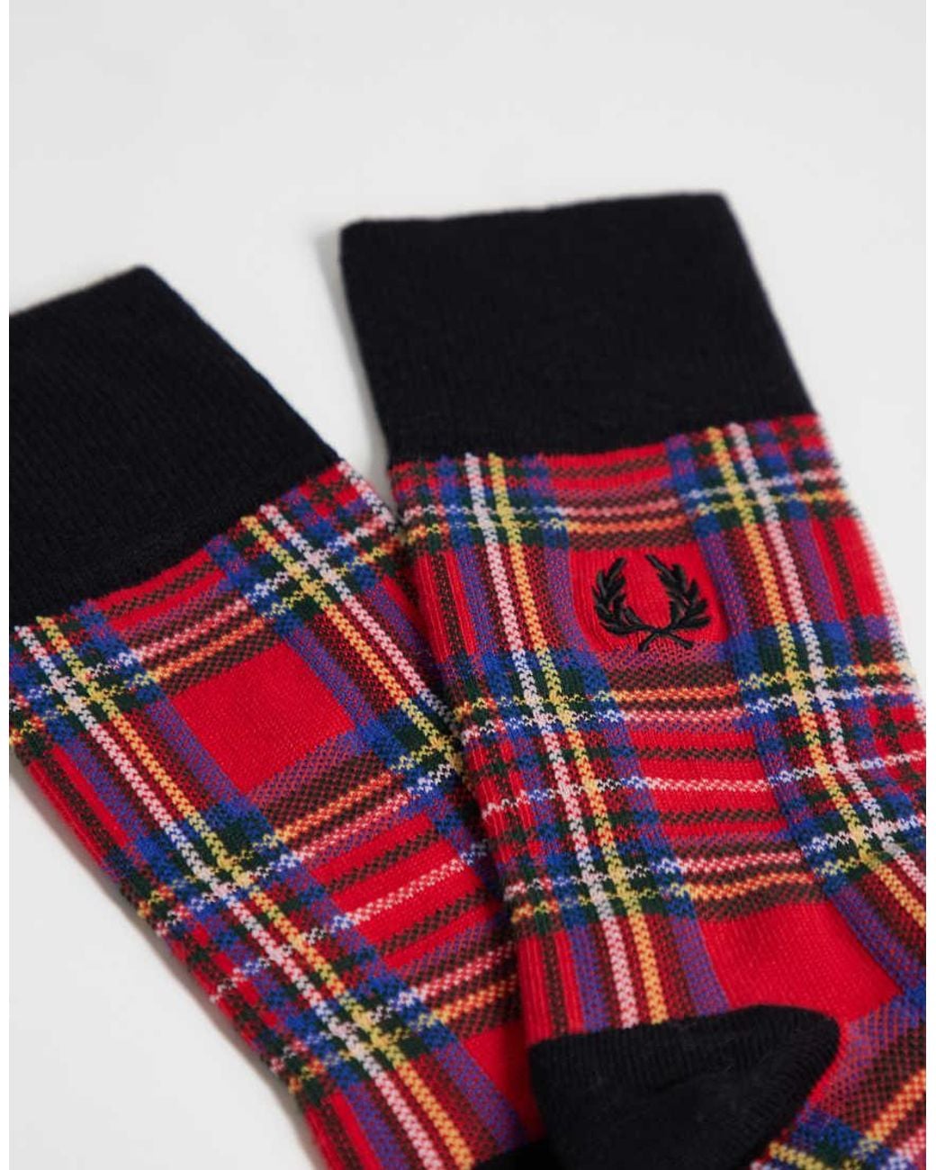 Fred Perry Red Logo Tartan Socks for men
