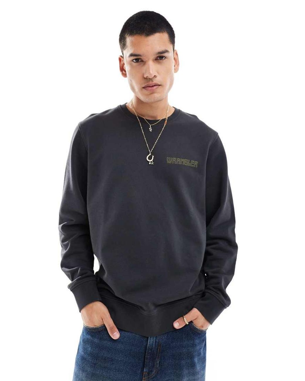 Wrangler Cowboy Back Logo Sweatshirt in Grey for Men Lyst UK