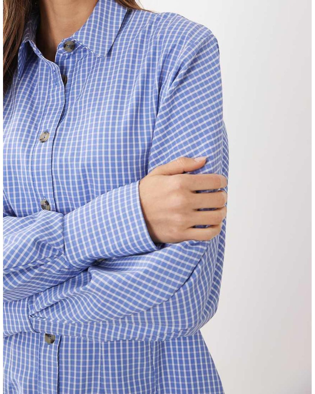 ASOS Blue Mini Shirt Dress With Cinched Waist