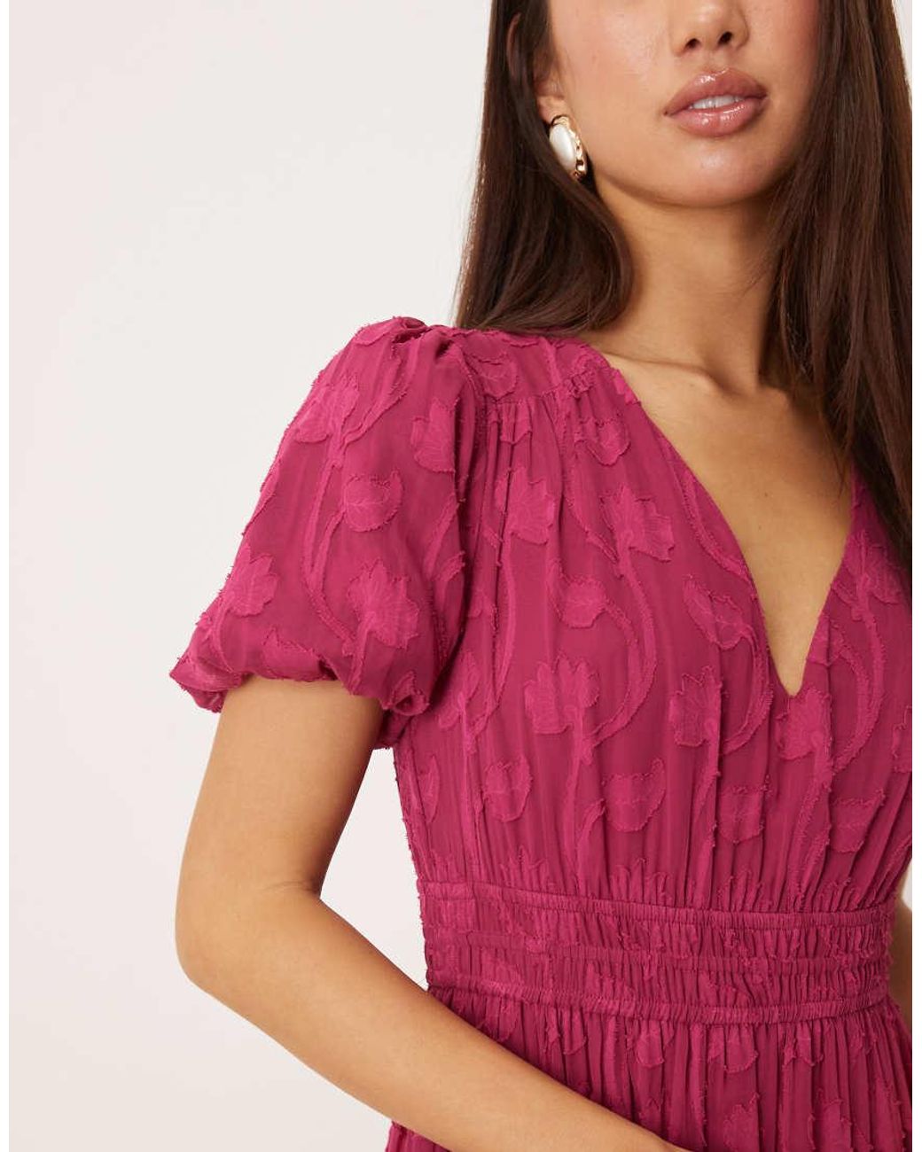 Lovedrobe Pink Short Sleeve Floral Burnout Midi Dress