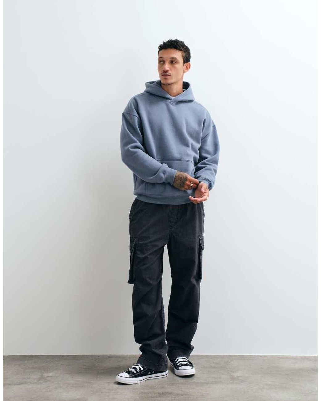 Hollister Blue Boxy Fit Hoodie for men