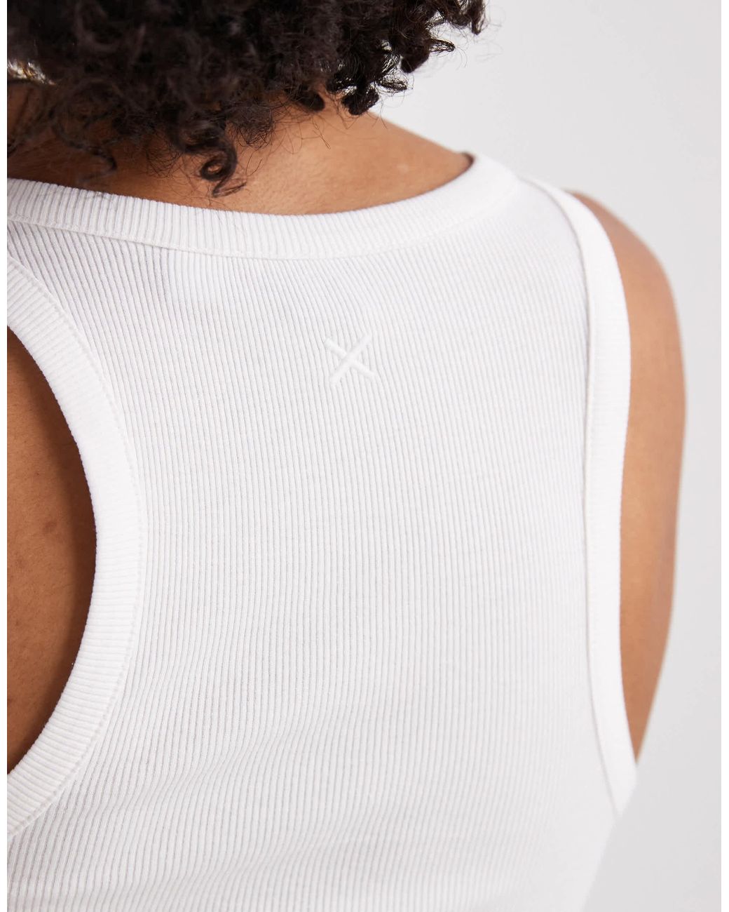 Collusion White Ribbed Racer Singlet