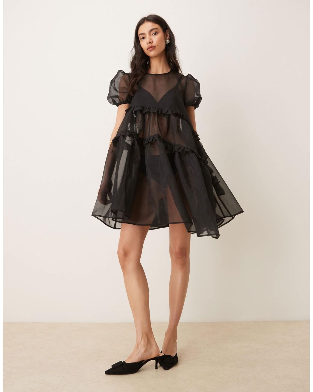 knee length dresses for ladies Ghospell Long Sleeve Mini Dress In Brown  K. A. Classics