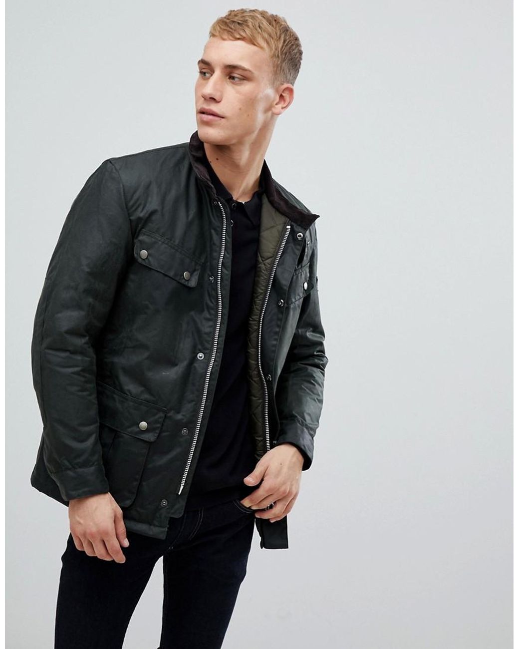 Barbour Corduroy Slim Fit Duke Wax Jacket In Green for Men Lyst