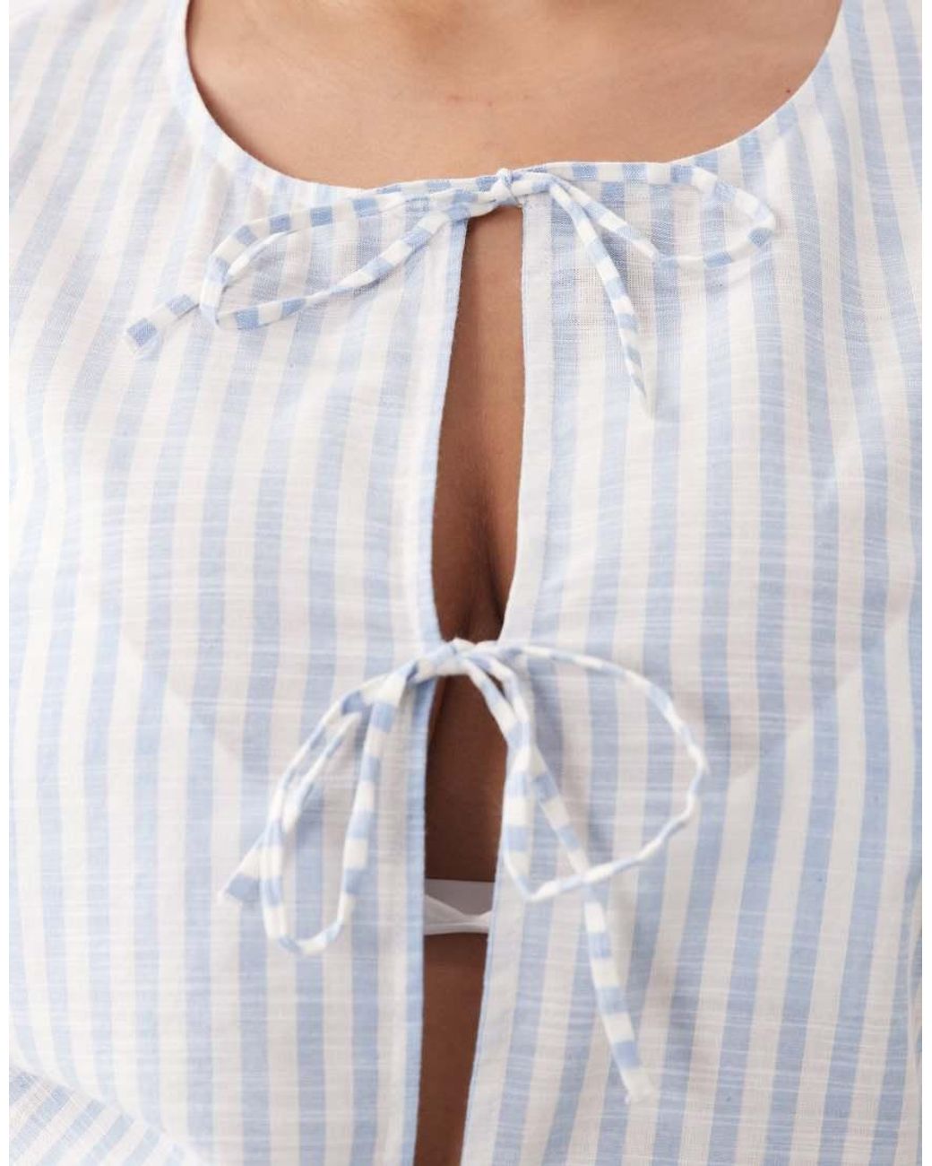 Esmee Curve White Tie Front Long Sleeve Beach Top Co-Ord