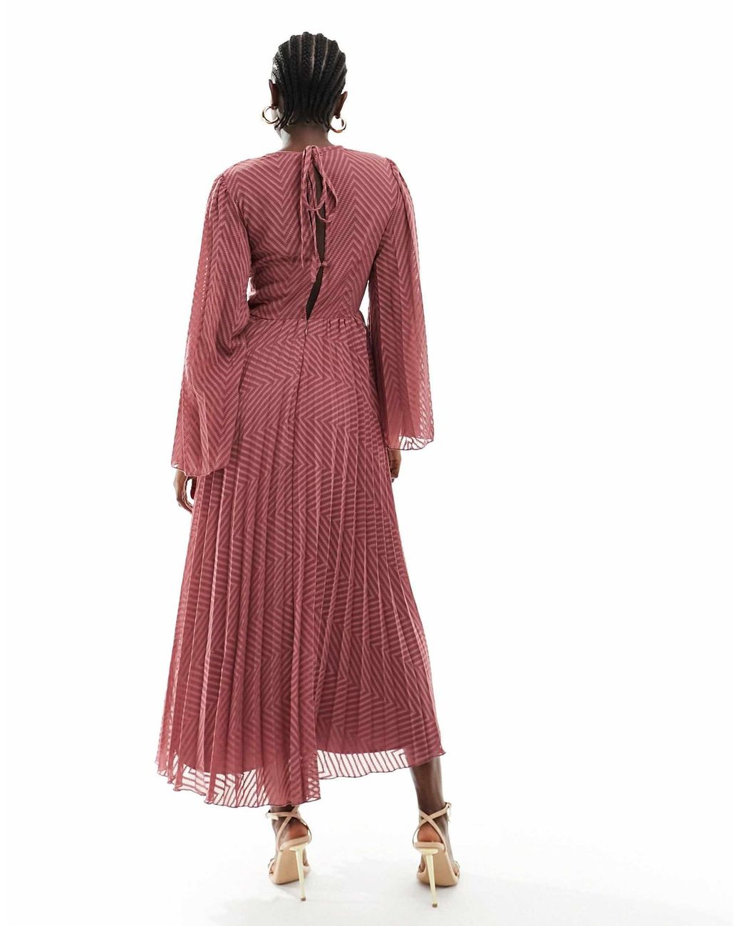 adonia wrap midi dress Blue Three Quarter Sleeve Faux Wrap Midi Dress