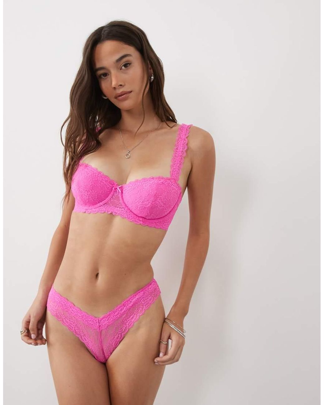 ASOS Pink Fuller Bust Lucinda Lace Balcony Bra With Lace Trim