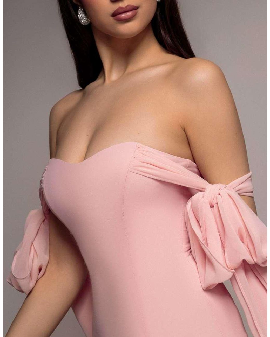 Goddiva Pink Multiway Cape Chiffon Sweetheart Maxi Dress