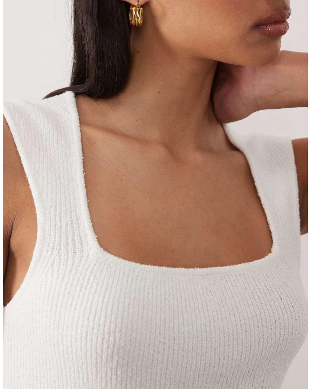 ASOS White Soft Square Textured Cami