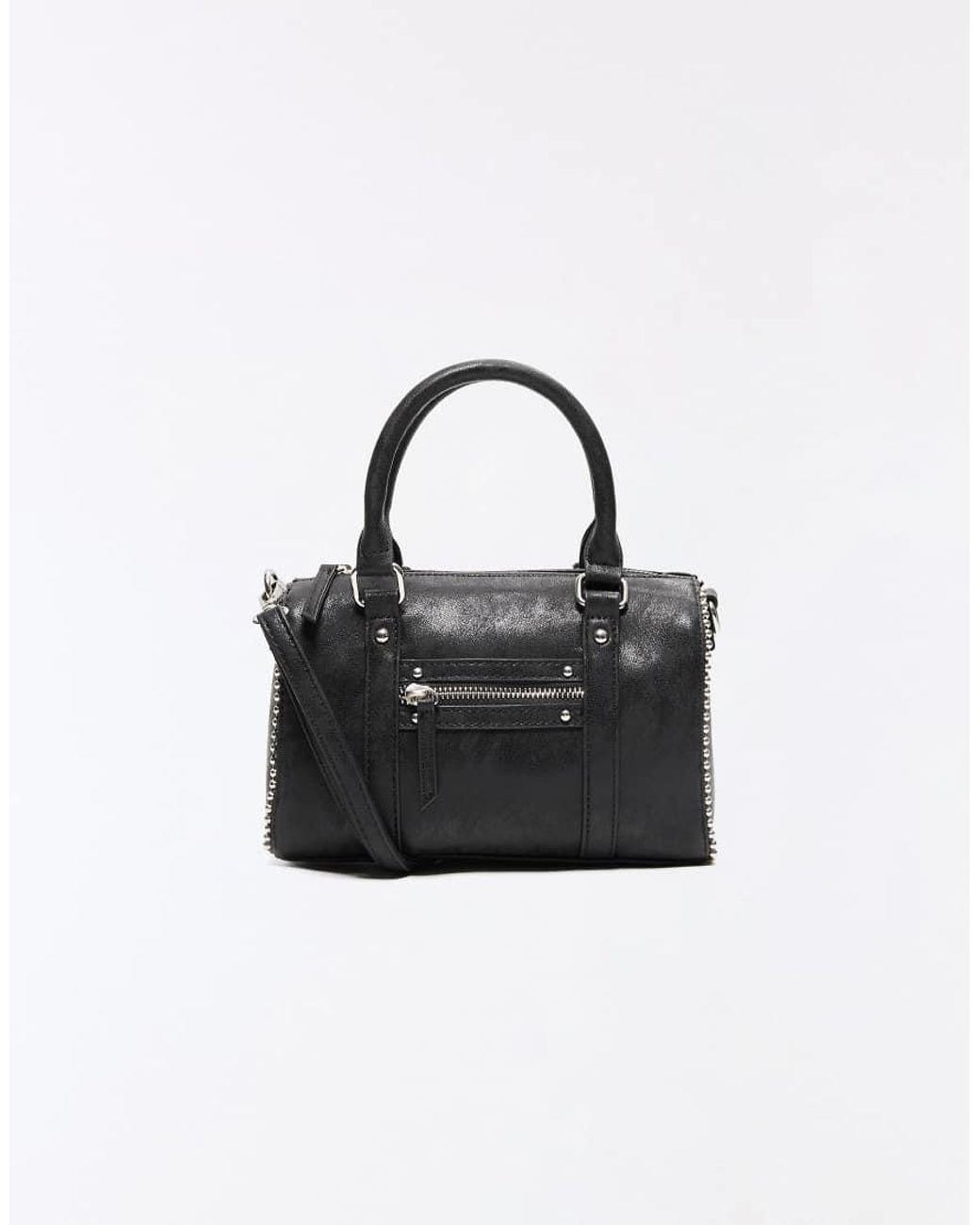Bershka Black Faux Suede Bowling Bag