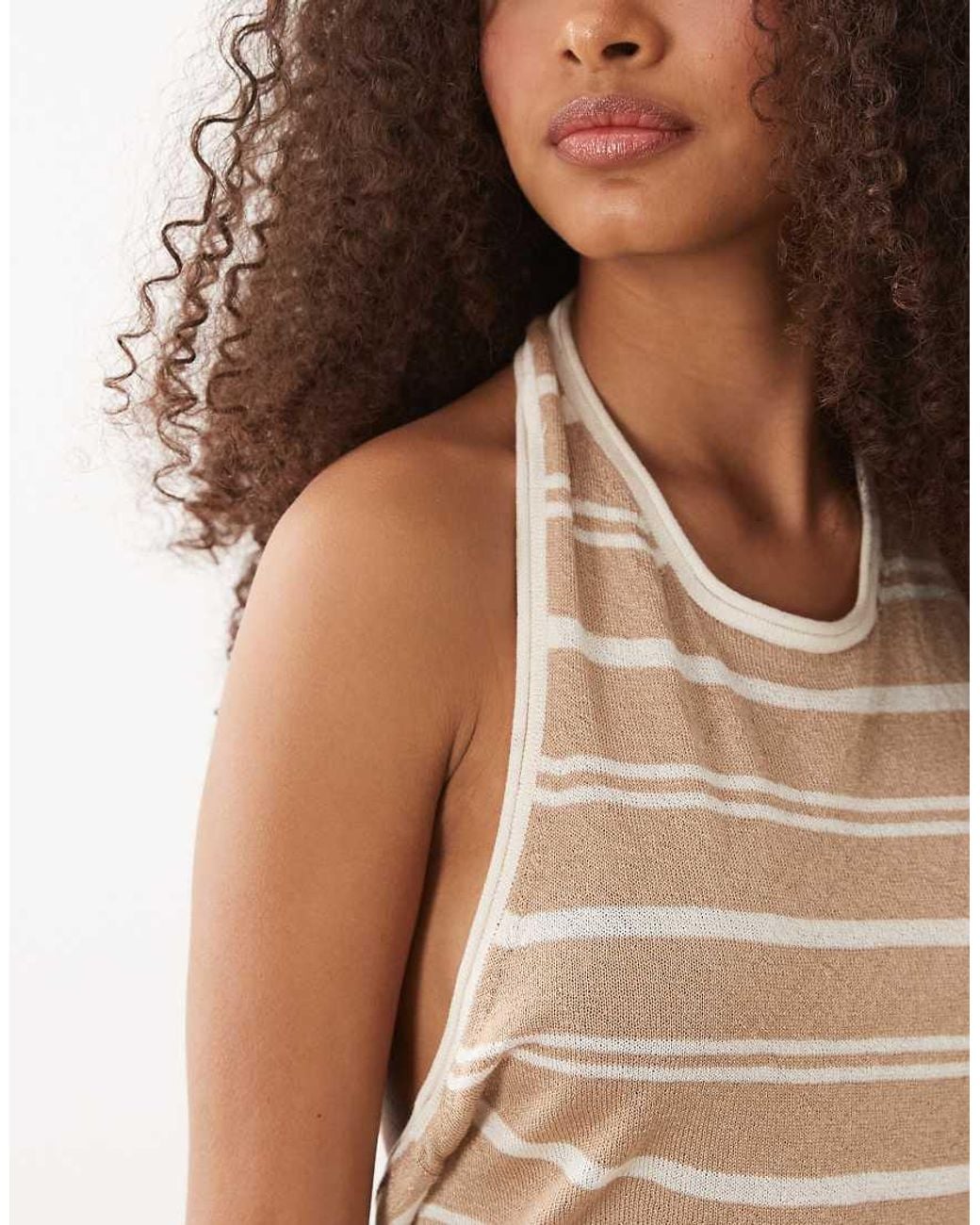 ASOS Brown Knitted Sheer Beach Halter Top Co-ord