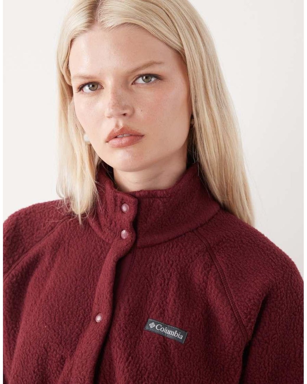 Columbia Red Jasper Ridge Pebbled Full Snap Fleece