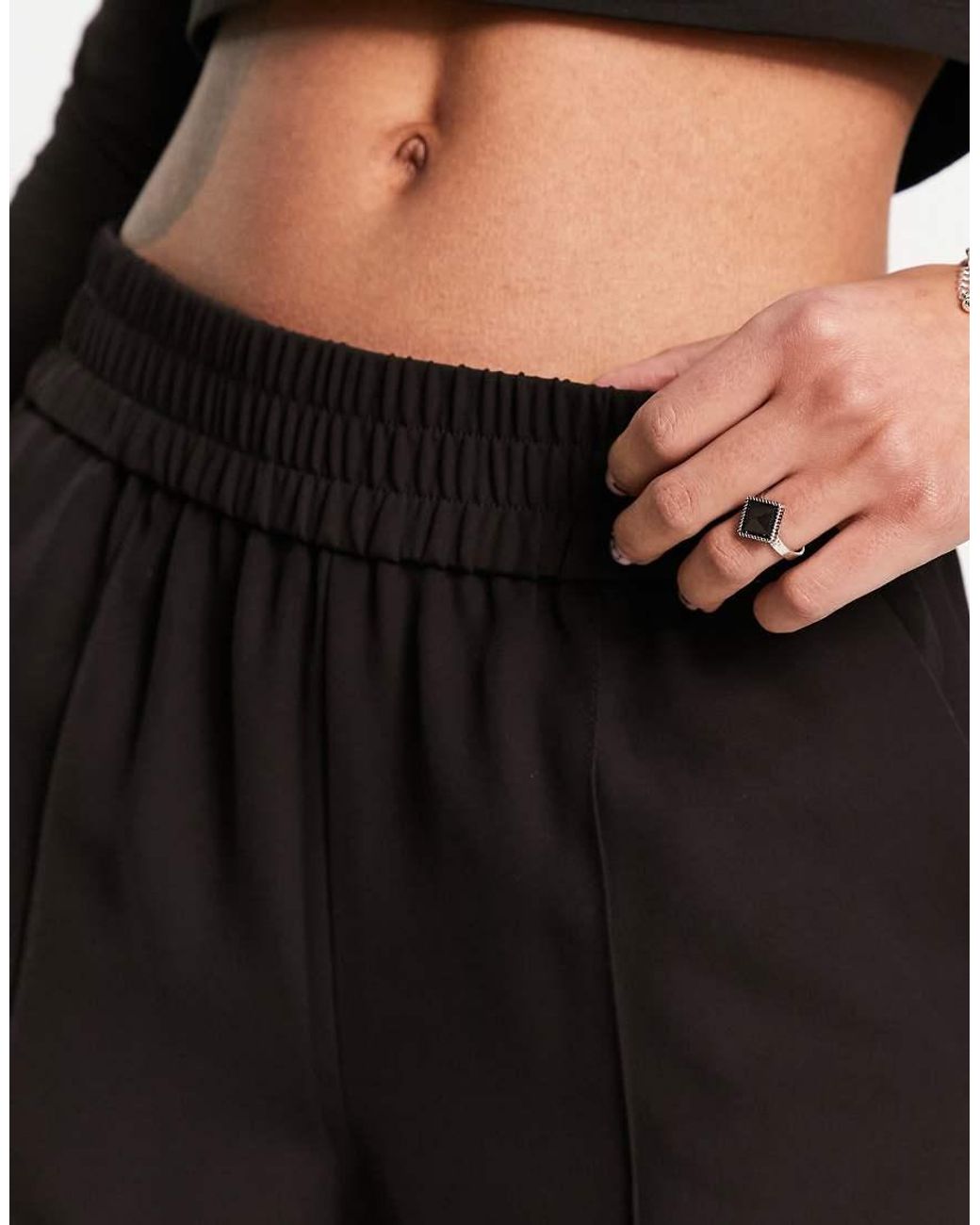 ONLY Black Light Weight Pintuck Wide Leg Trouser