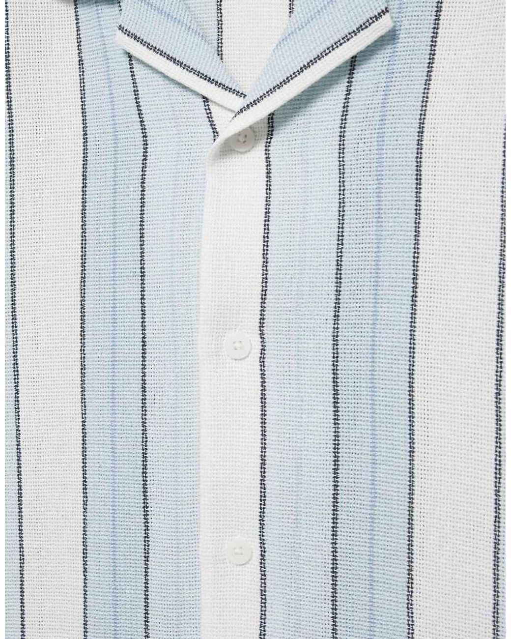 Pull&Bear White Striped Rustic Shirt for men