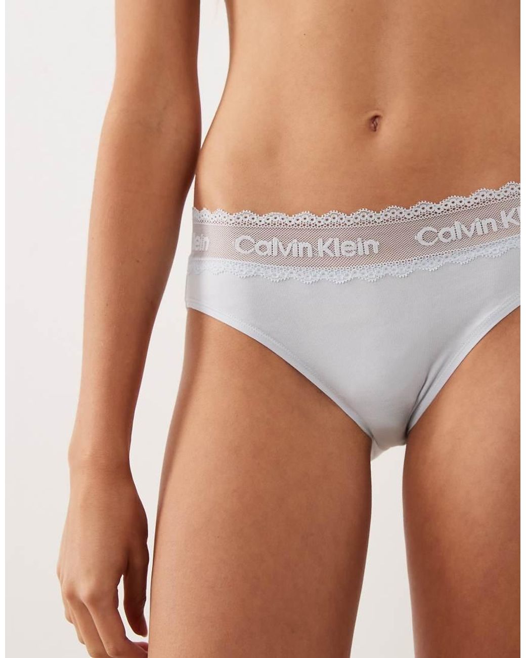 Calvin Klein Blue Cotton Lace Bikini Briefs