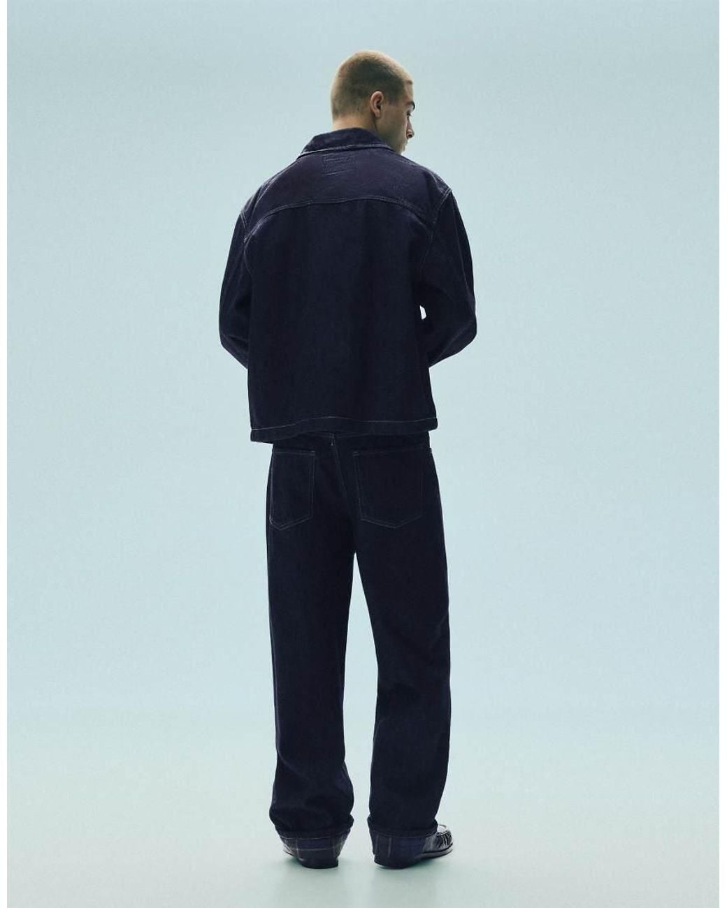 Pull&Bear Blue Denim Jacket With Pockets for men