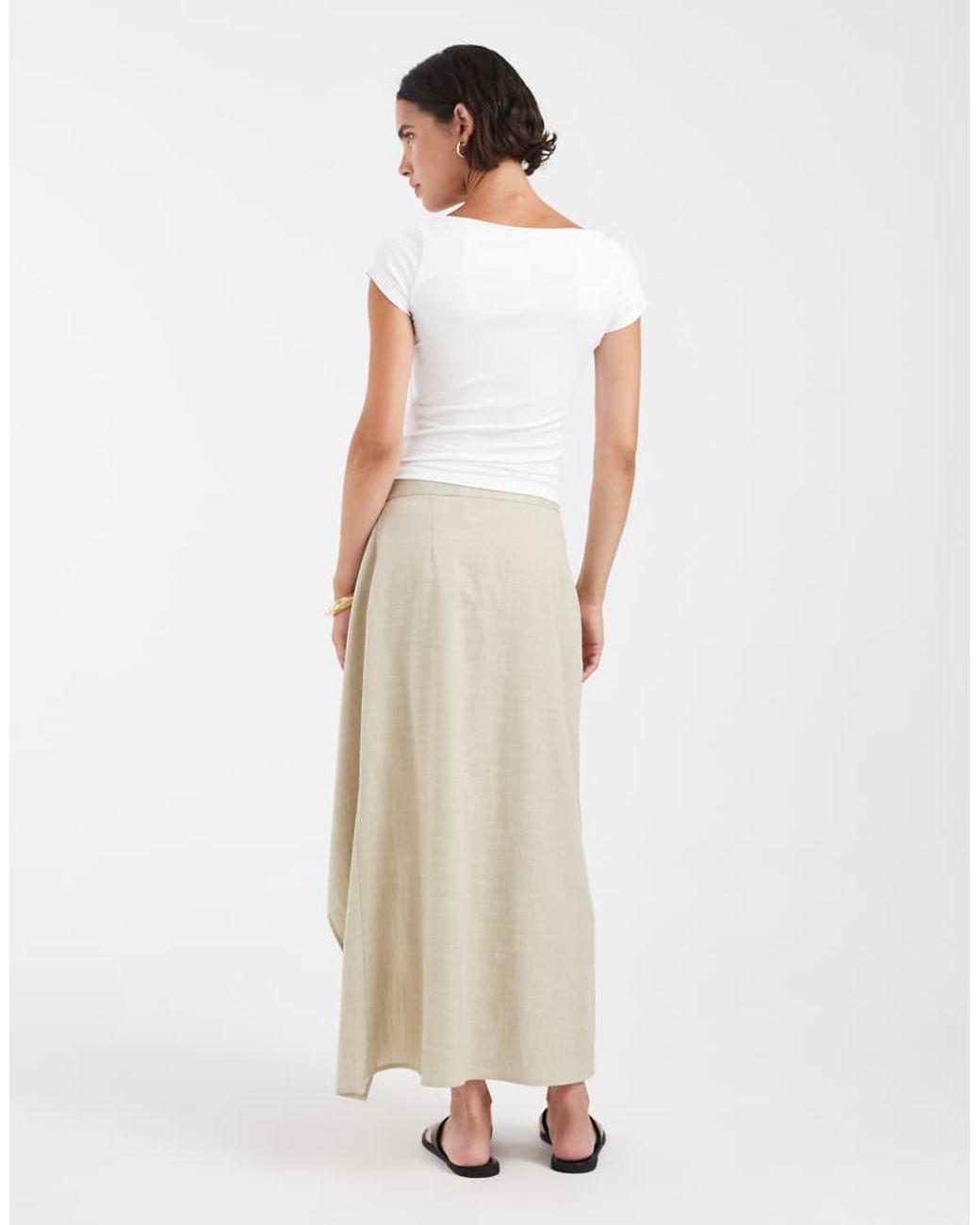 ASOS Natural Linen Blend Tailored Asym Skirt