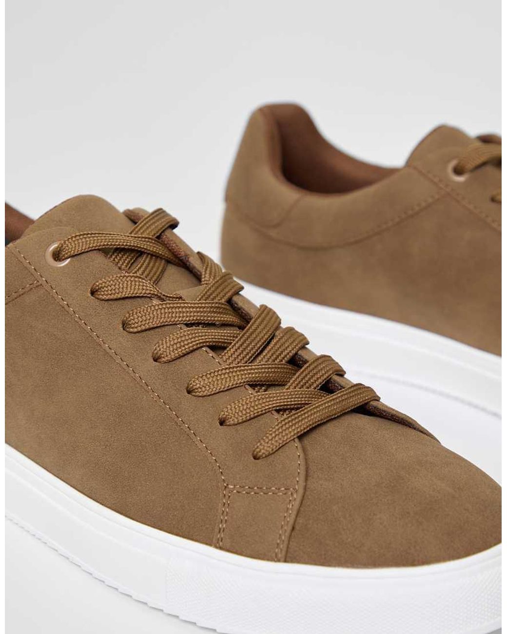 Threadbare Brown Faux Suede Court Trainers for men
